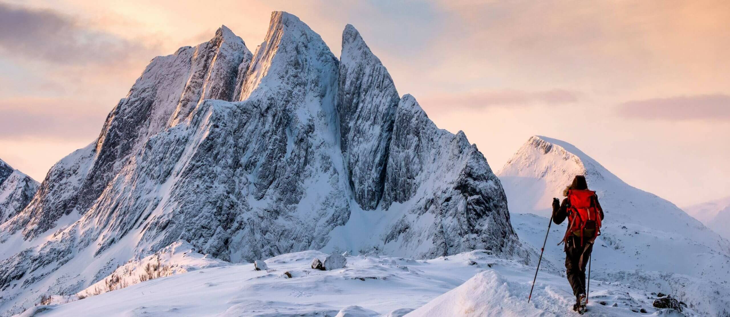Scenic photo of a snowy mountain.